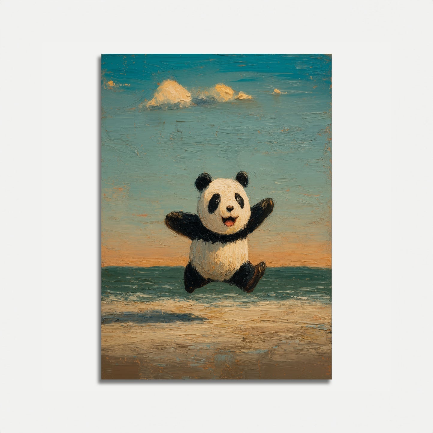 Joyful Jumping Panda Poster