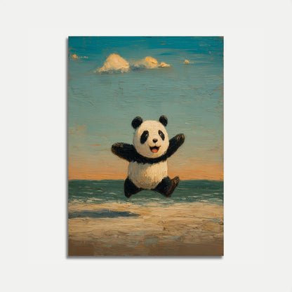 Joyful Jumping Panda Poster