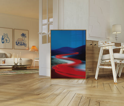 Crimson Velocity Mountain Poster