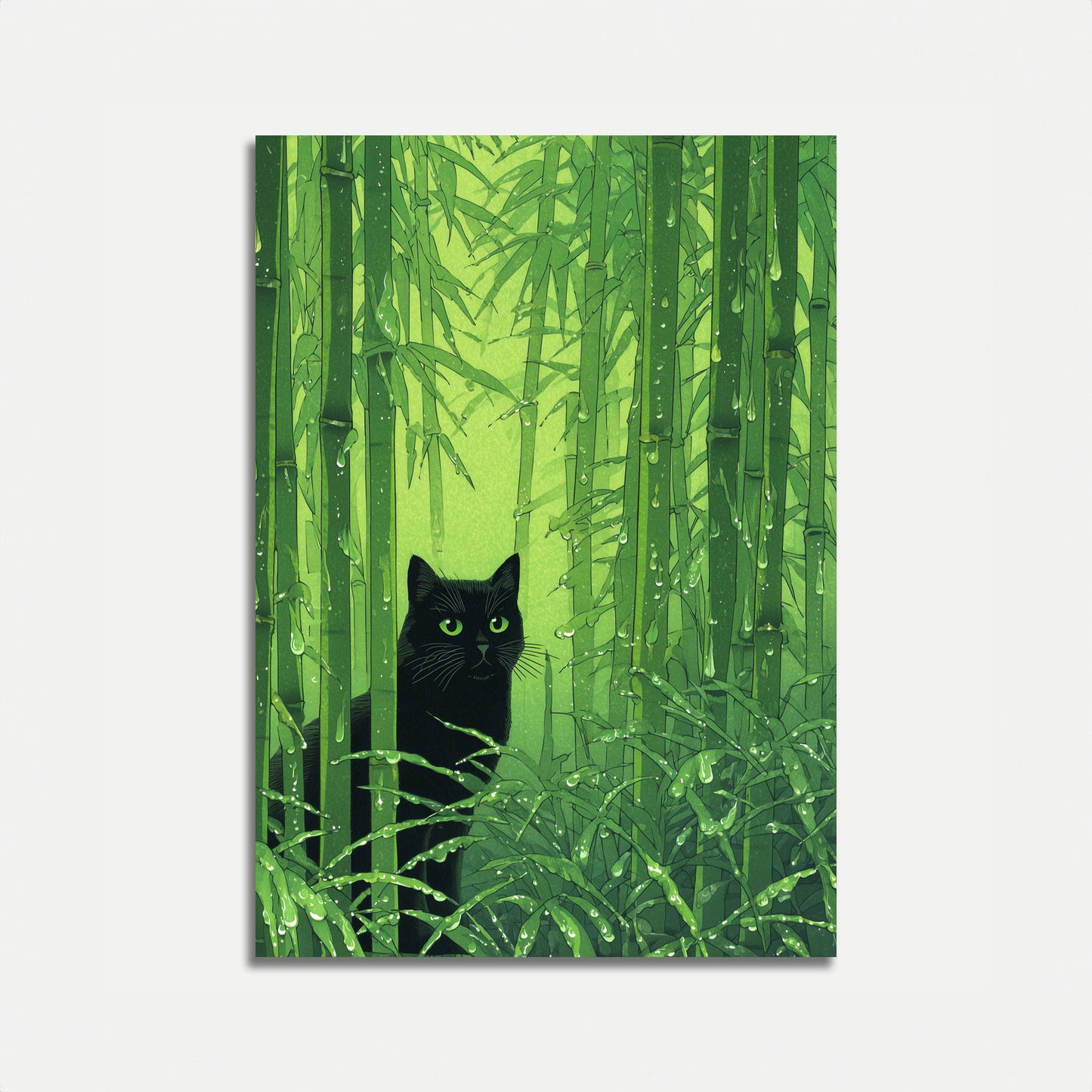 Black Cat in Bamboo Forest Poster