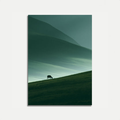 Hirsch auf Hügel grasend Poster