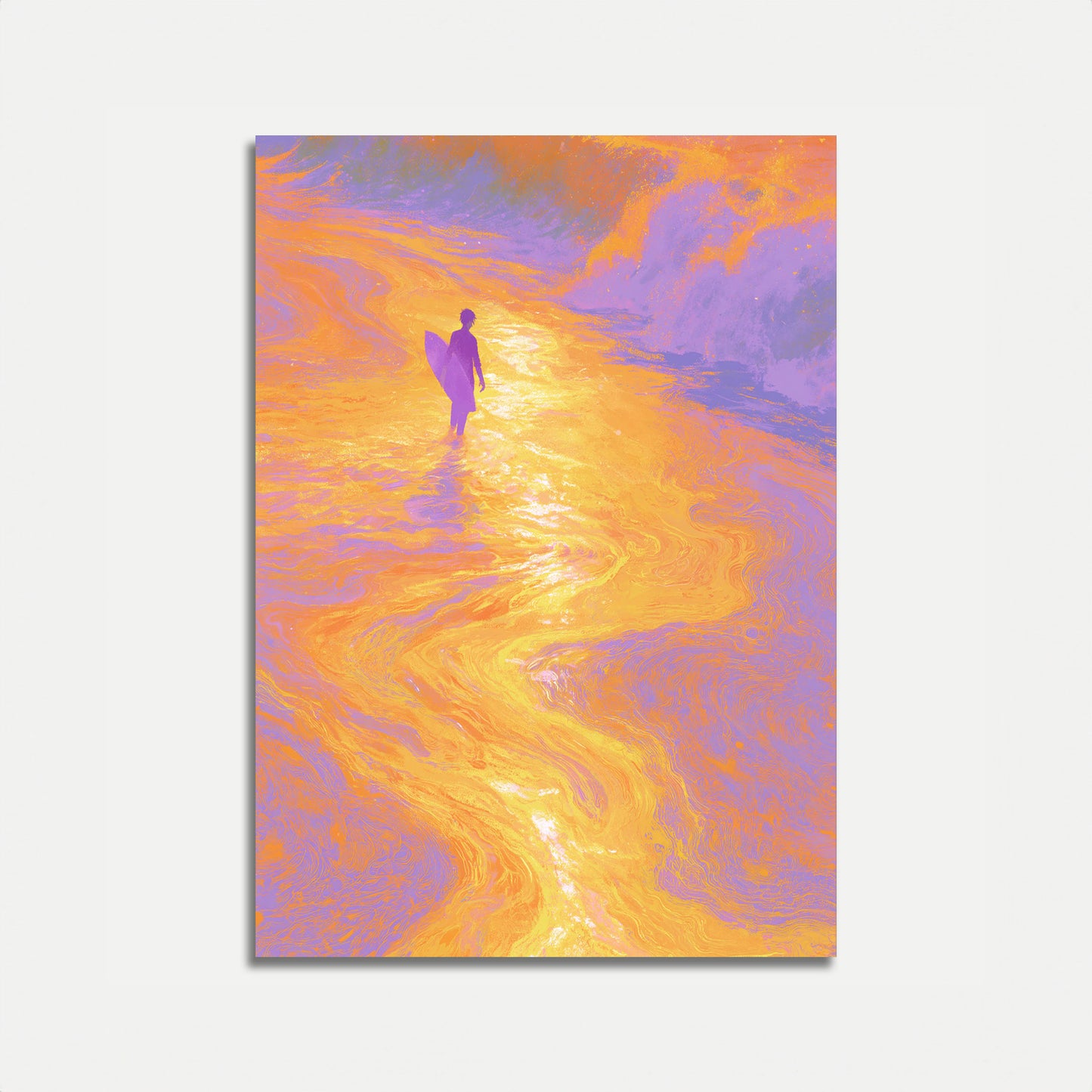 Surfer at Golden Sunset Poster