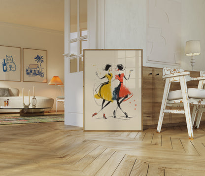 Póster retro de bailarinas