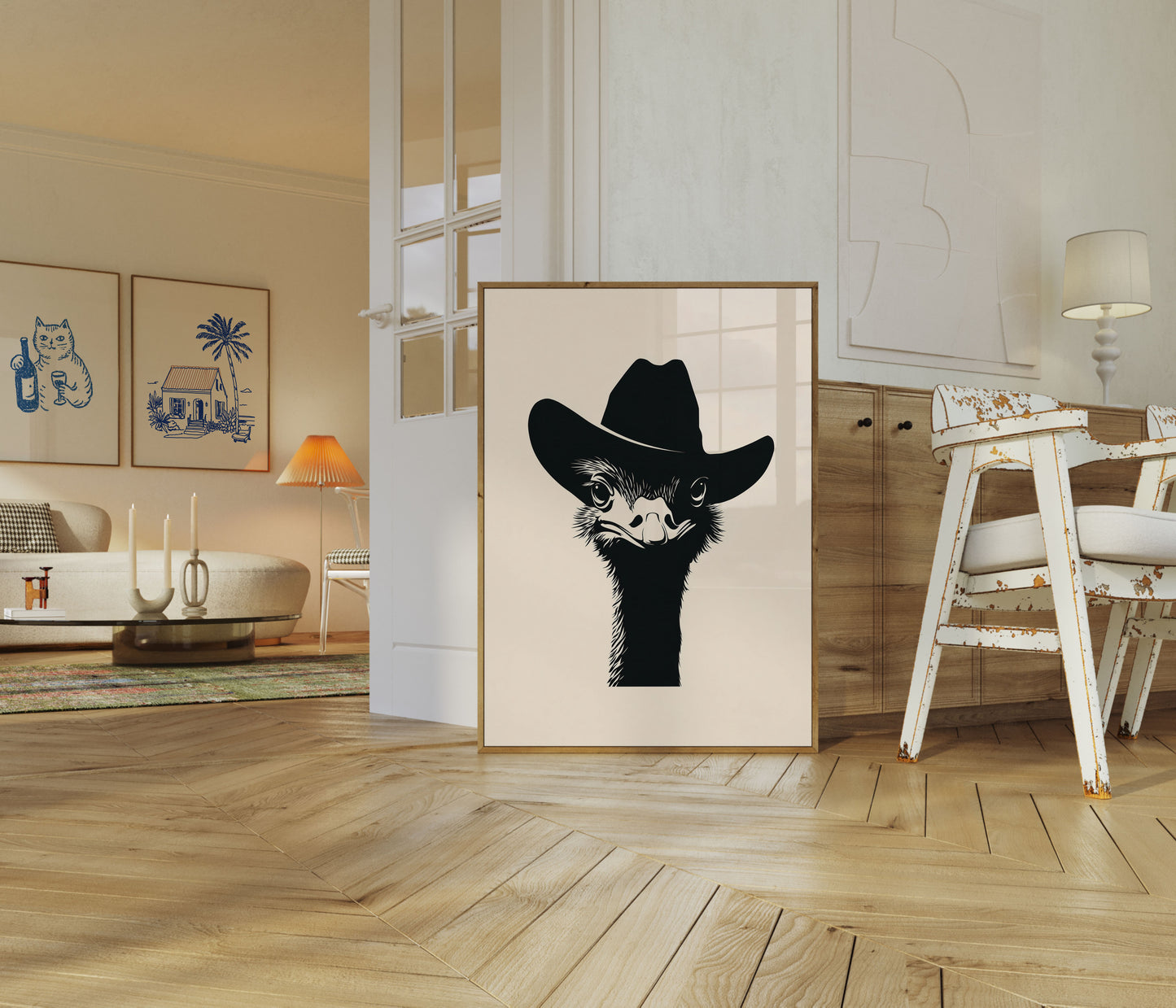 Cowboy Ostrich Cool Poster