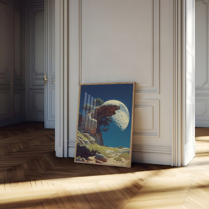 Pôster da Lua Sobre o Penhasco do Deserto