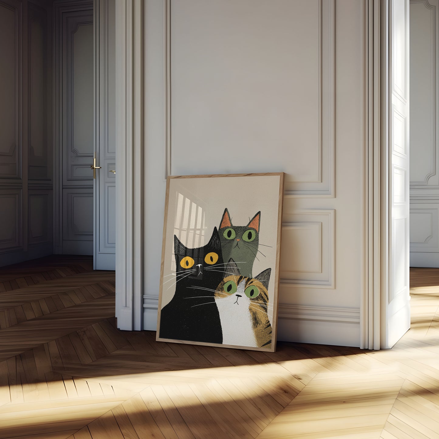 Three Cats Gazing Poster