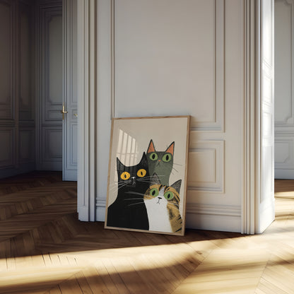 Three Cats Gazing Poster
