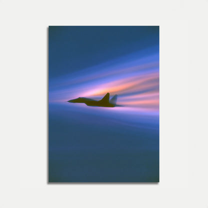 Affiche Ciel Couché du Soleil Avion de Chasse