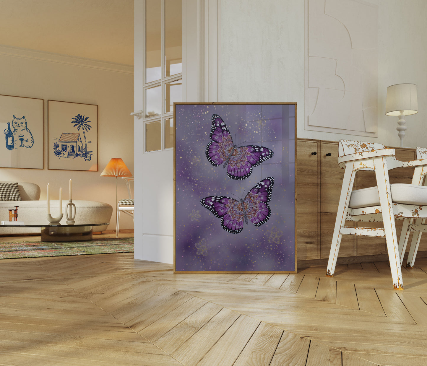 Lila Monarch Schmetterling Mandala Poster