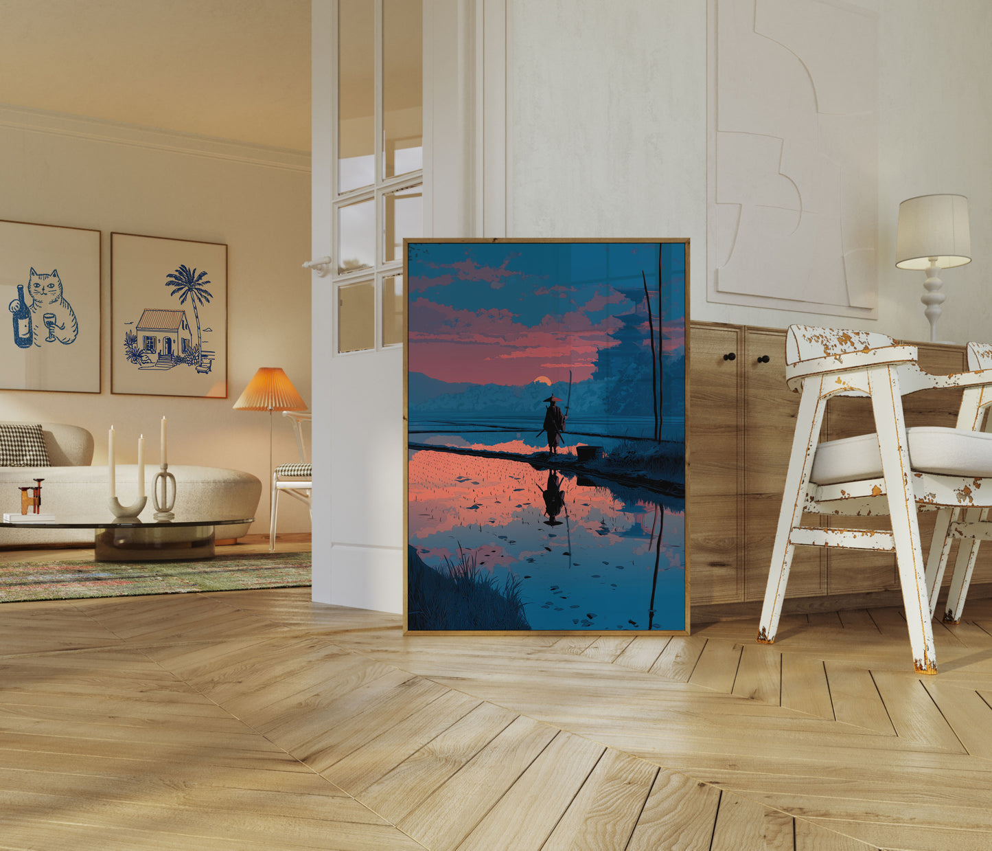 Póster de Reflejo del Atardecer del Samurái