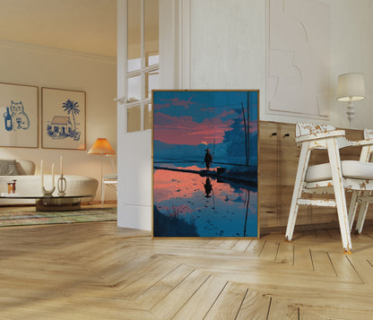 Póster de Reflejo del Atardecer del Samurái