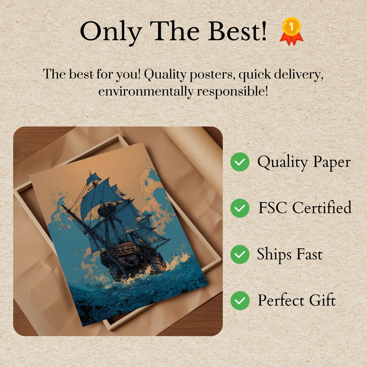 Poster van Stormachtige Zeeën Zeilschip