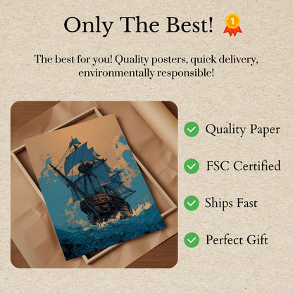 Poster van Stormachtige Zeeën Zeilschip