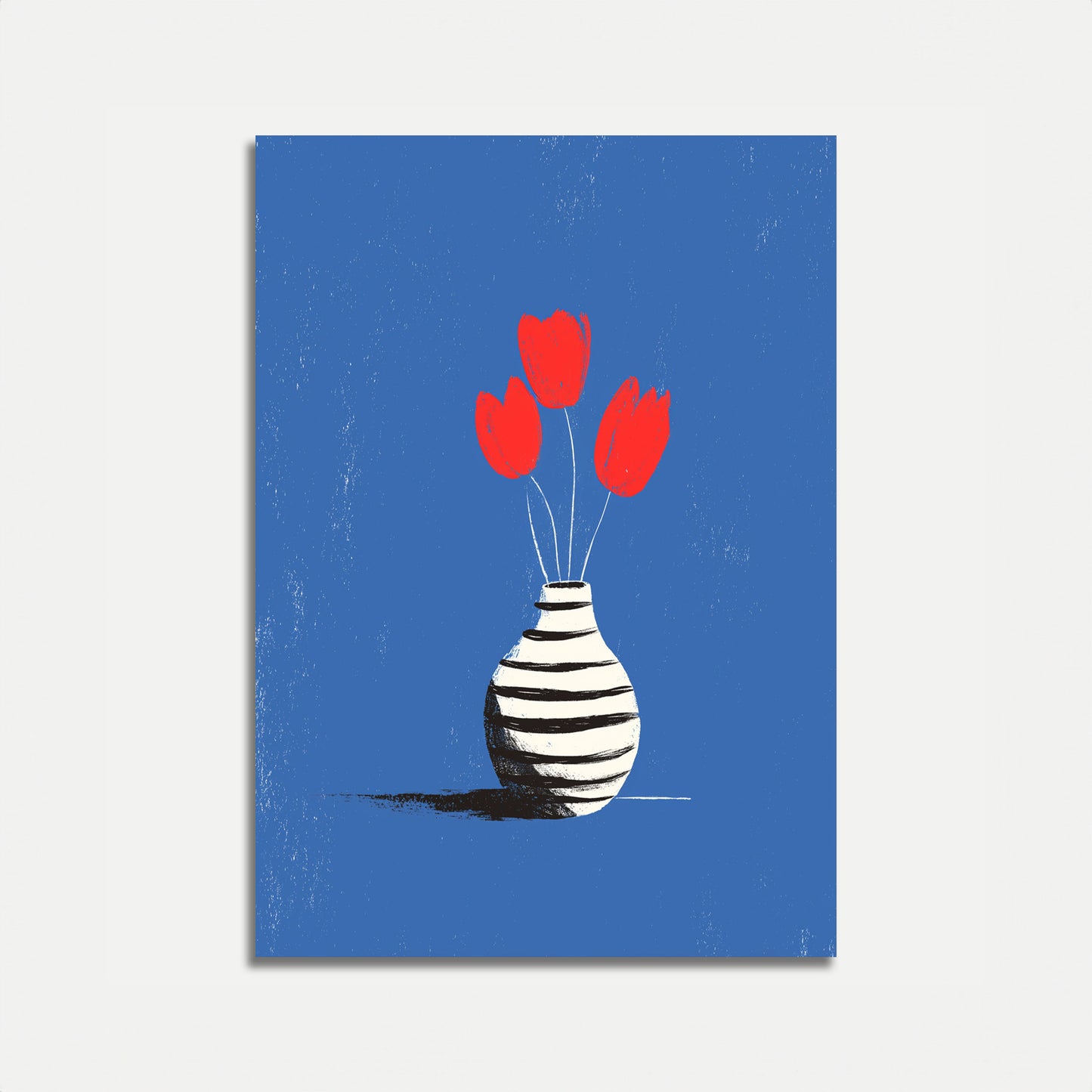 Affiche Tulipes Rouges dans un Vase Rayé