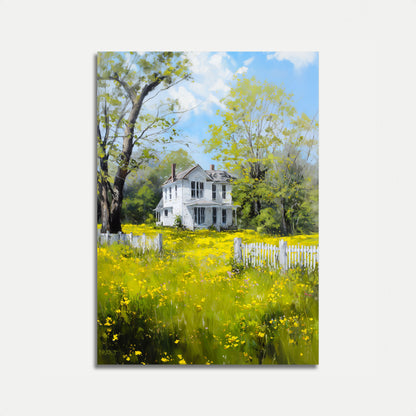 Countryside Meadow Farmhouse Poster