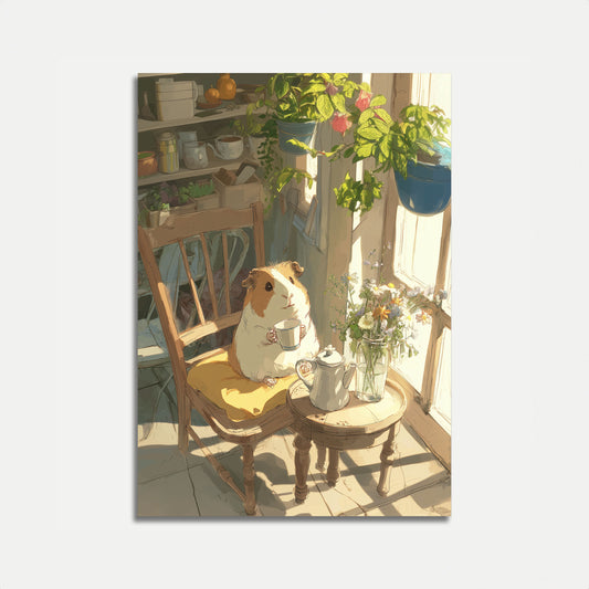Cozy Guinea Pig Tea Time Poster