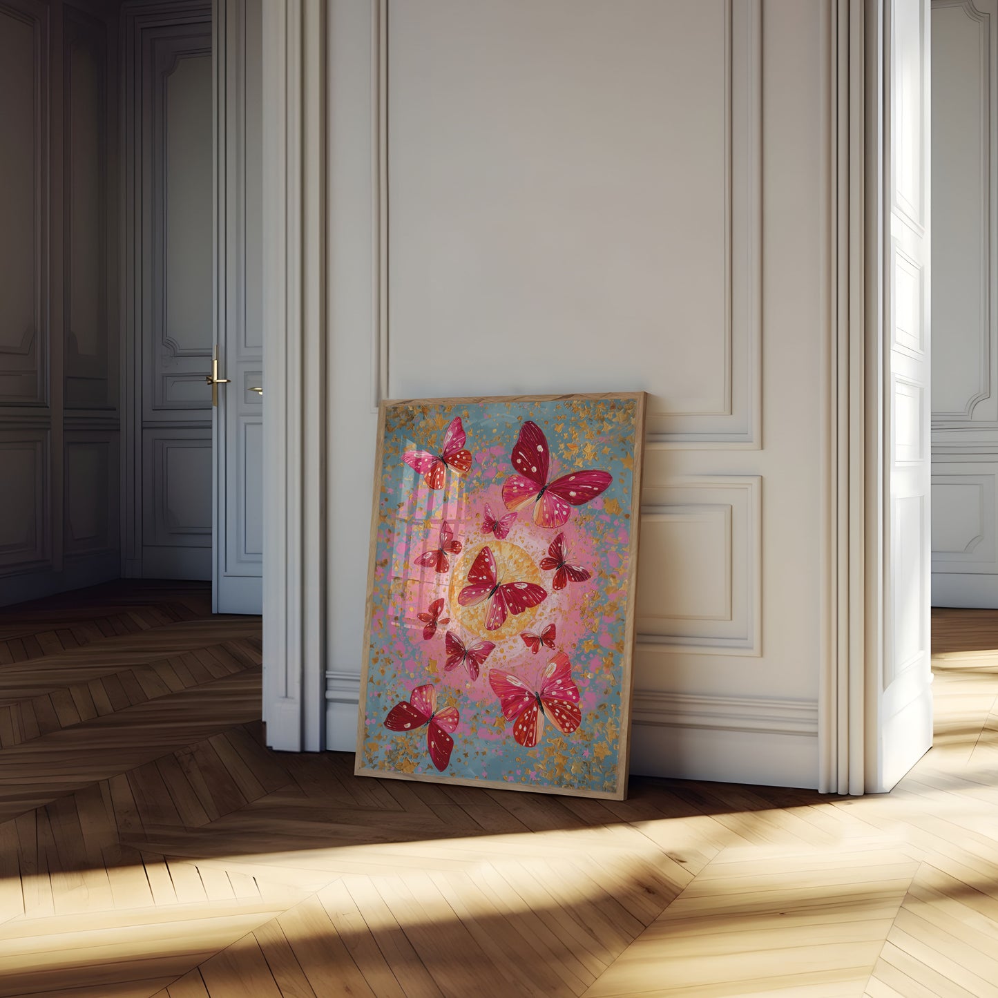 Dancing Red Butterflies Poster