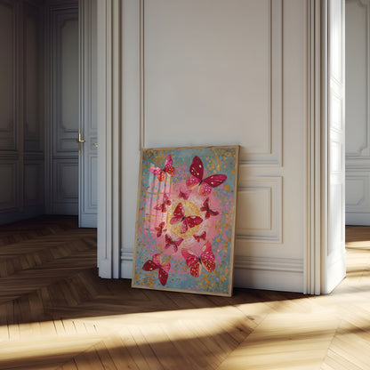 Dancing Red Butterflies Poster