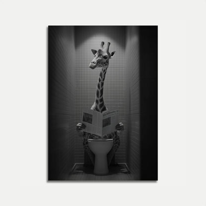 Giraffe Reading Bathroom Poster