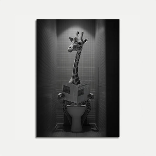 Giraffe Reading Bathroom Poster