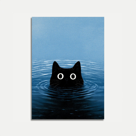 Sort kat i vand plakat