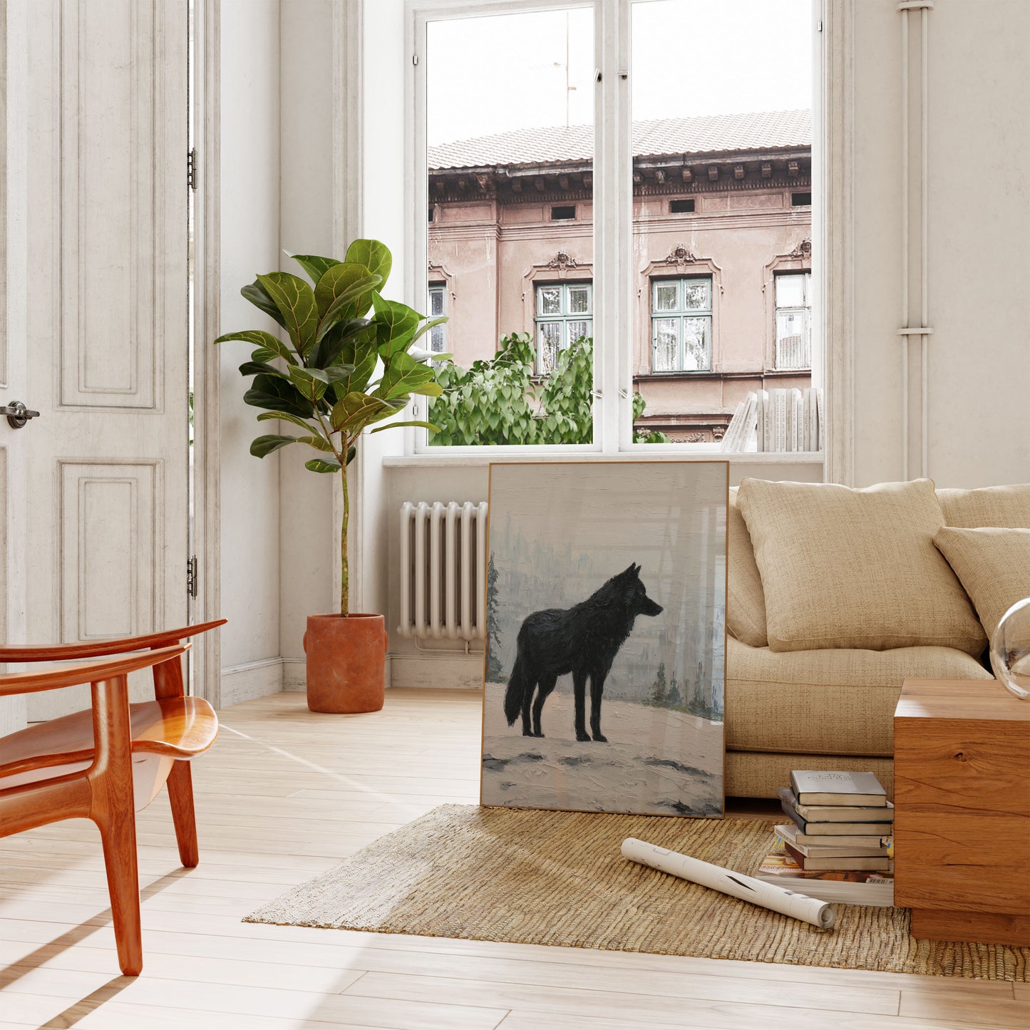 Black Wolf Winter Solitude Poster