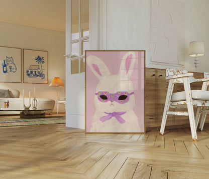 Cute Bunny Cool Glasses Poster