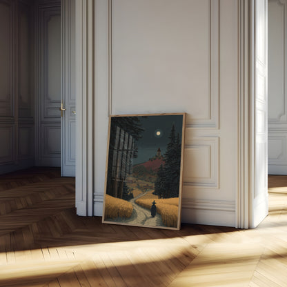 Moonlit Castle Mountain Poster