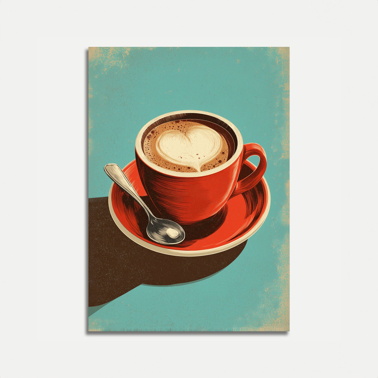Heart Coffee Latte Art Poster