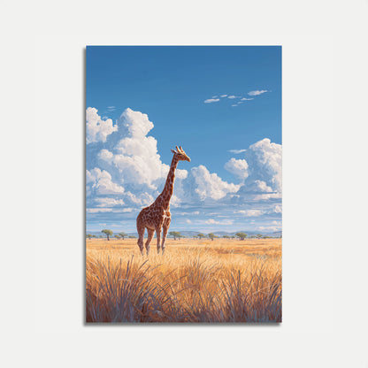 Póster de jirafa solitaria en la sabana