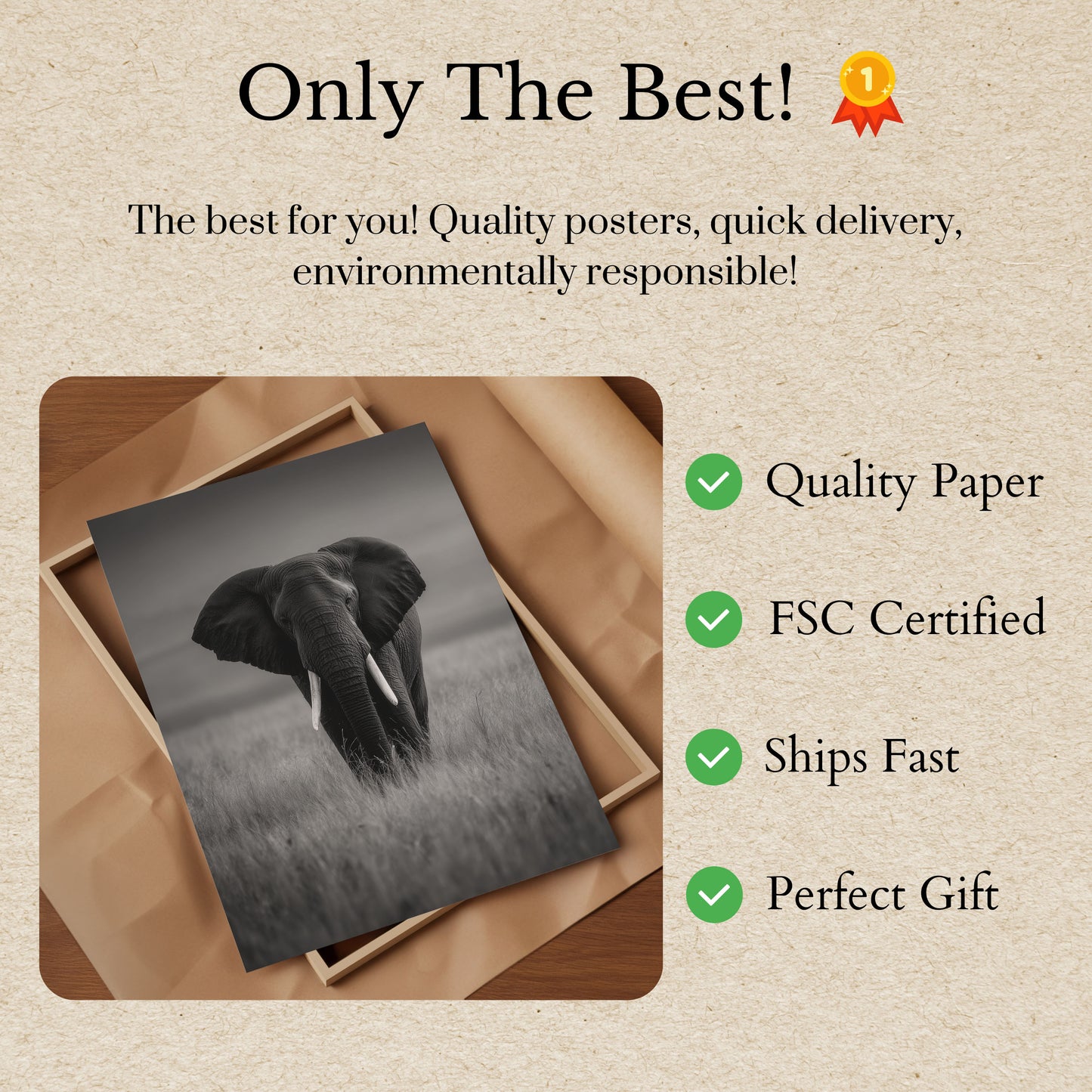 Majestic Elephant in Grasslands Poster