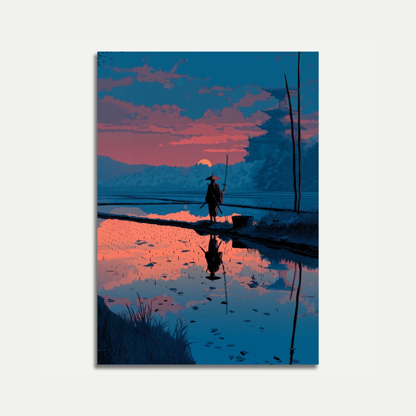 Póster de Reflejo del Atardecer del Samurái