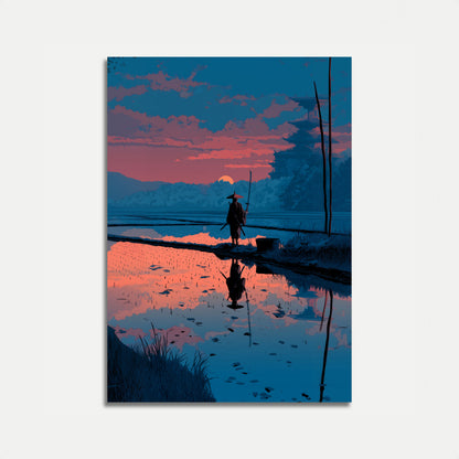 Póster de Reflejo del Atardecer del Samurái