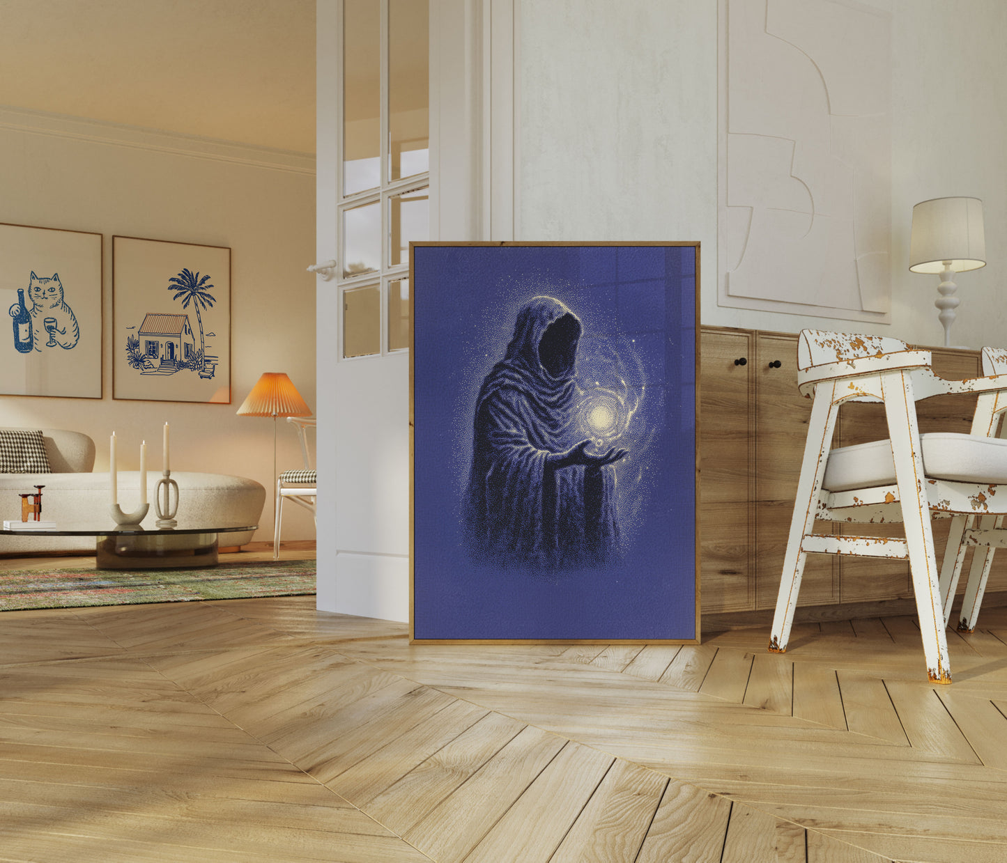 Póster de Astronauta Místico Sosteniendo Luz