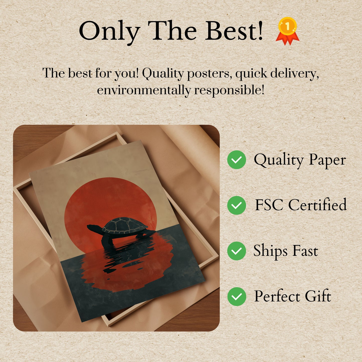 Sunset Turtle Silhouette Poster