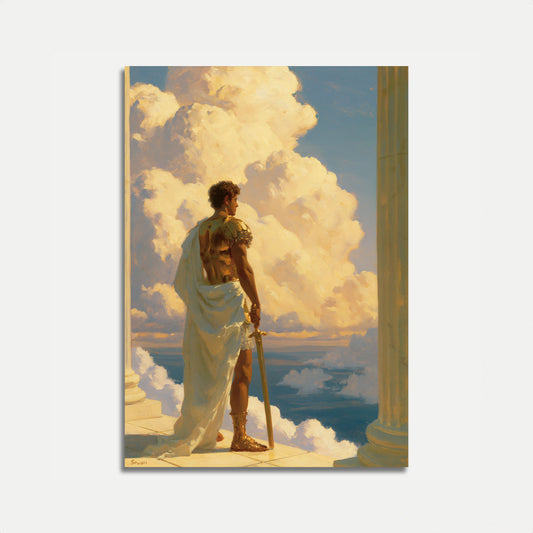 Oude Krijger Kijkt Omhoog Poster