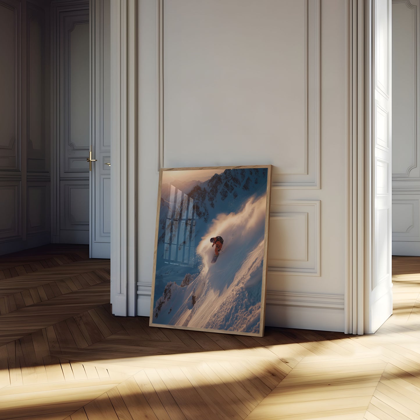 Skiløper Skjærer Fjellpudder Plakat