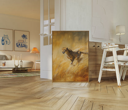 Cheetah Running Through Savanna Poster