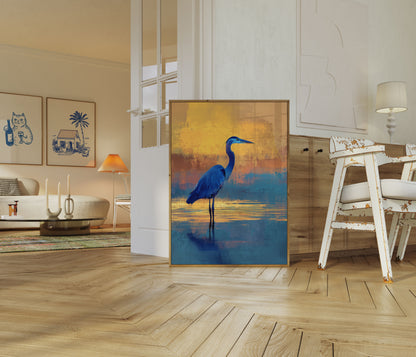 Blue Heron Sunset Poster