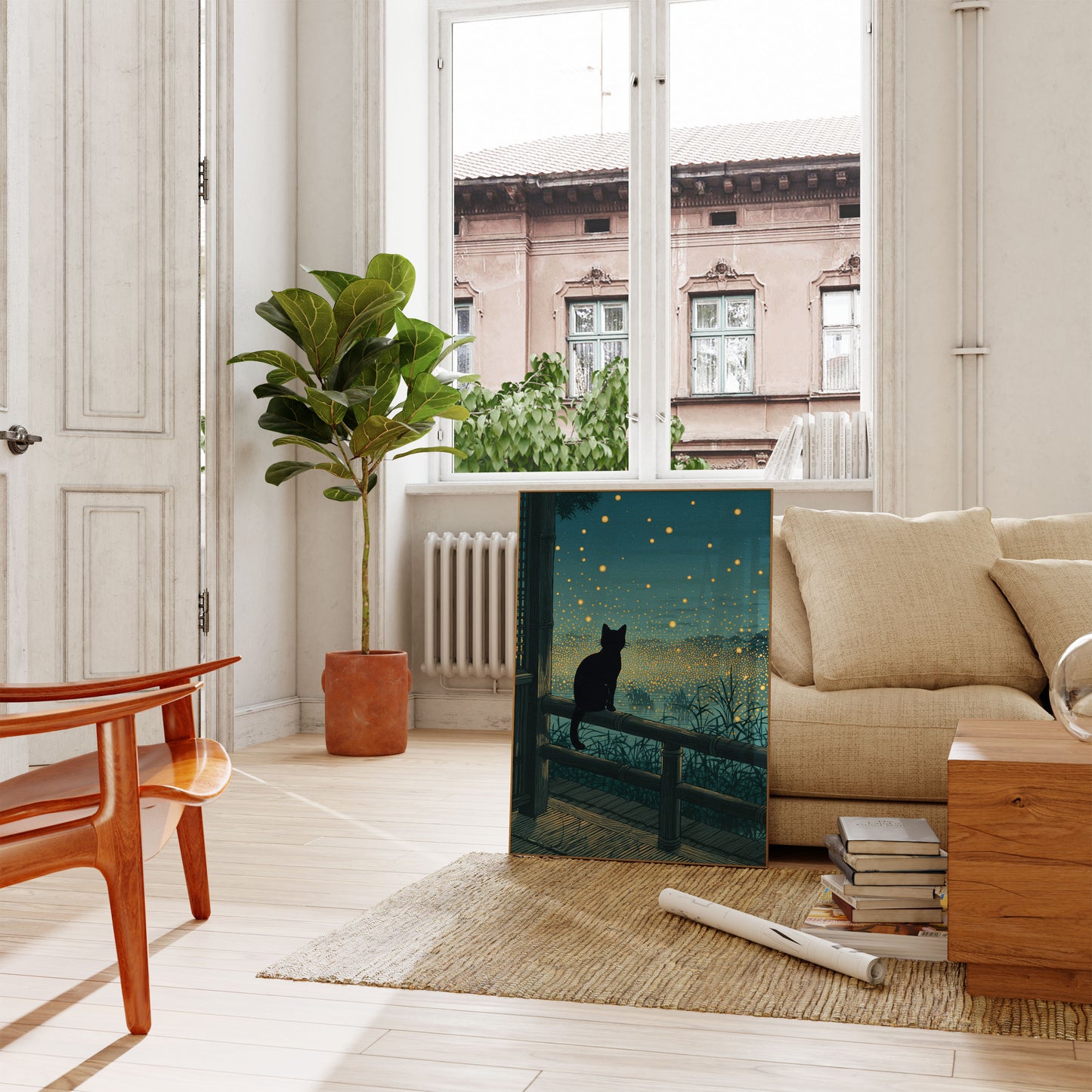 Kat stirrer på Sommerfugle Plakat