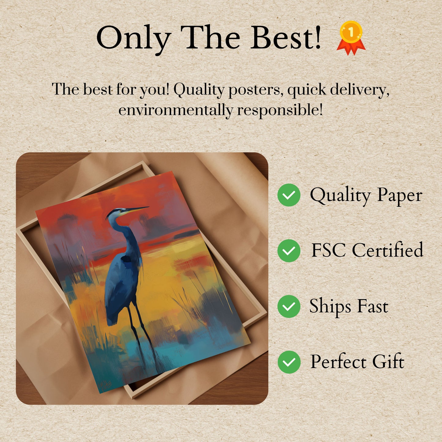 Blue Heron Sunset Poster