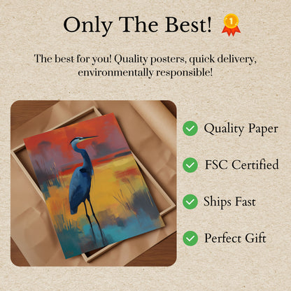 Blue Heron Sunset Poster