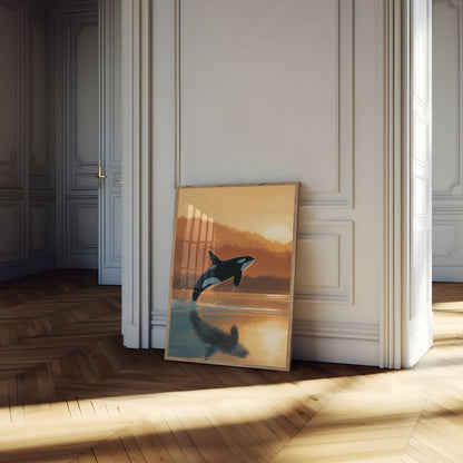 Sunset Orca Leap Poster