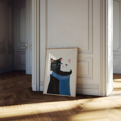 Yin Yang Cats Embrace Poster