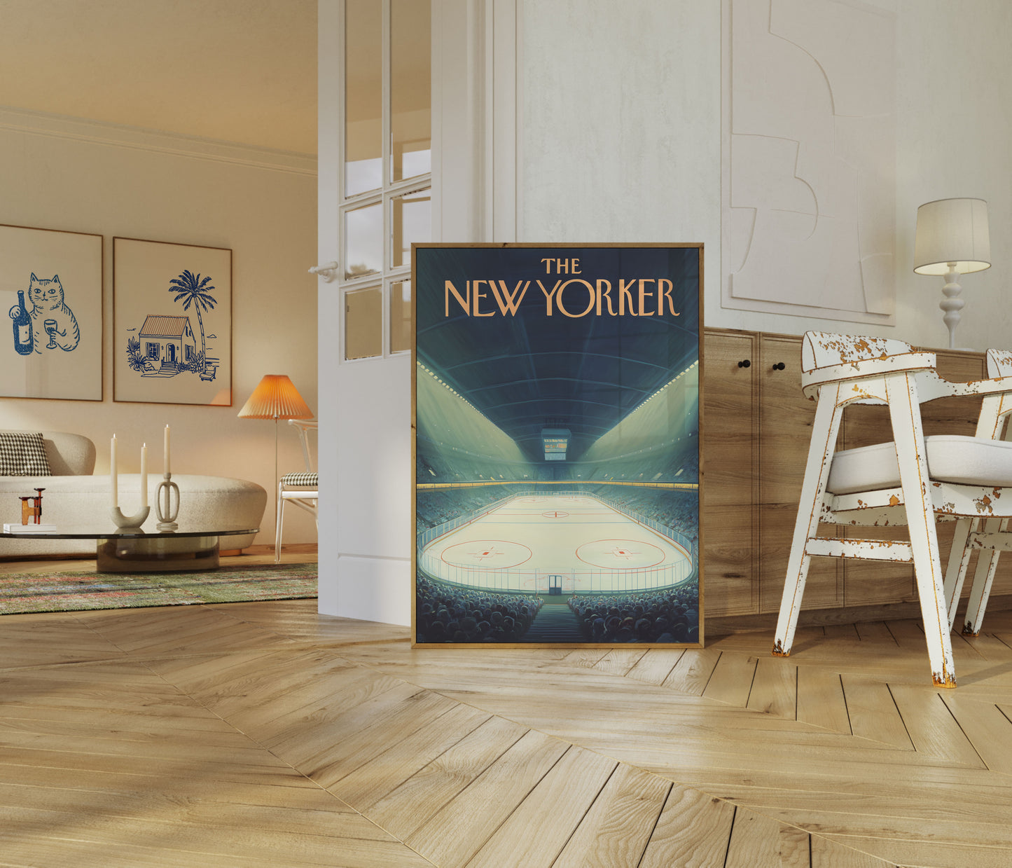Vintage Hockey Arena New Yorker Poster