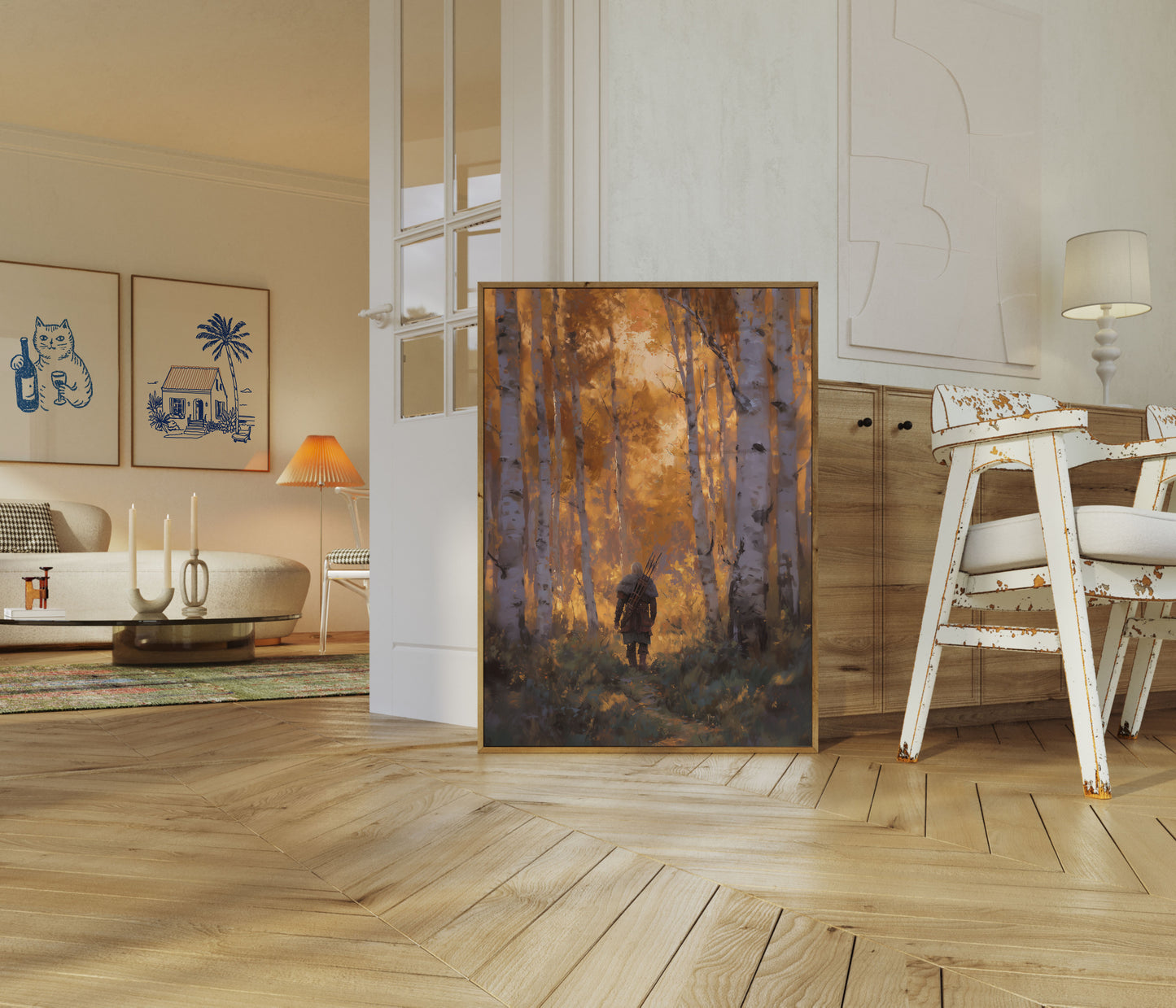 Warrior in Golden Forest Poster