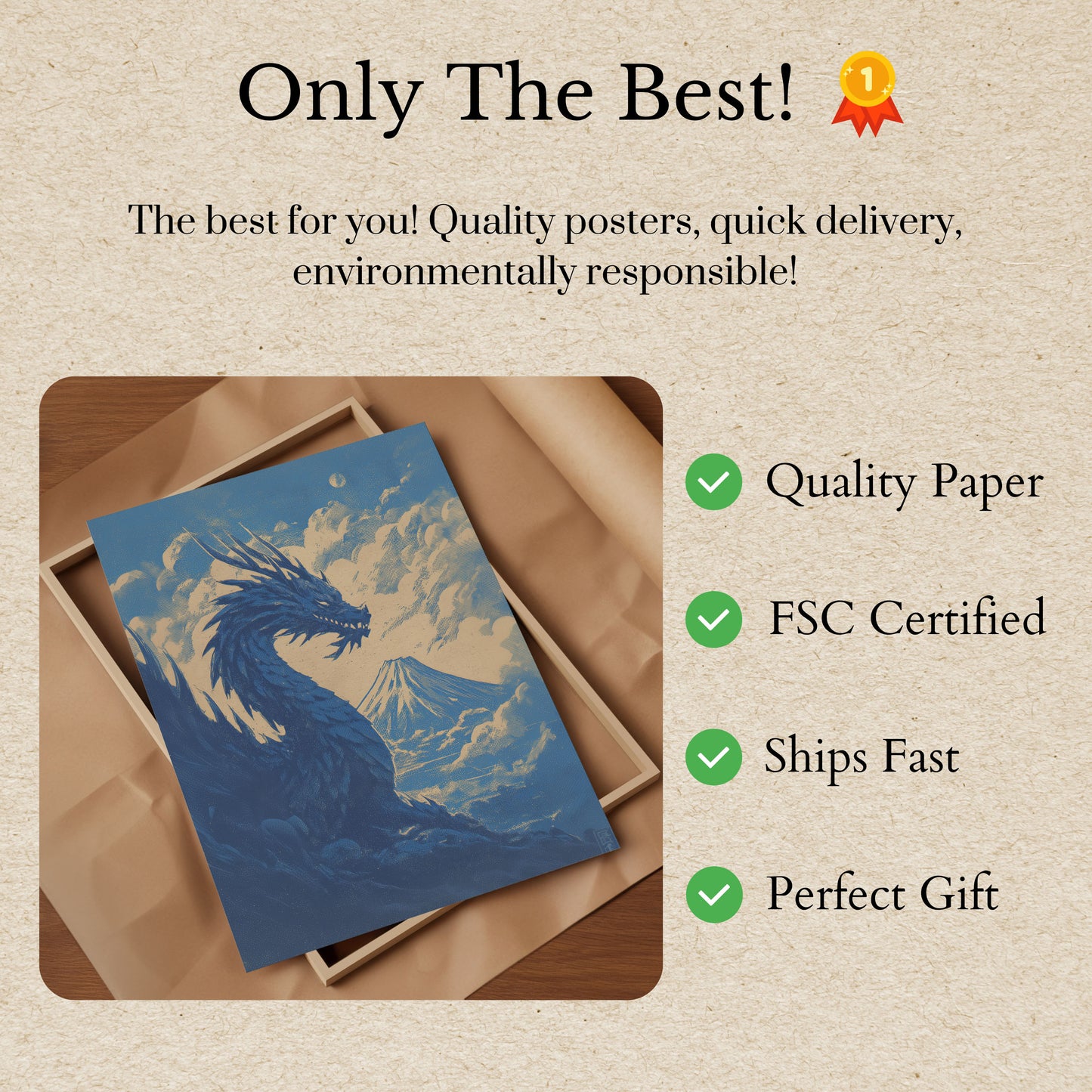 Majestic Dragon Mountain Poster