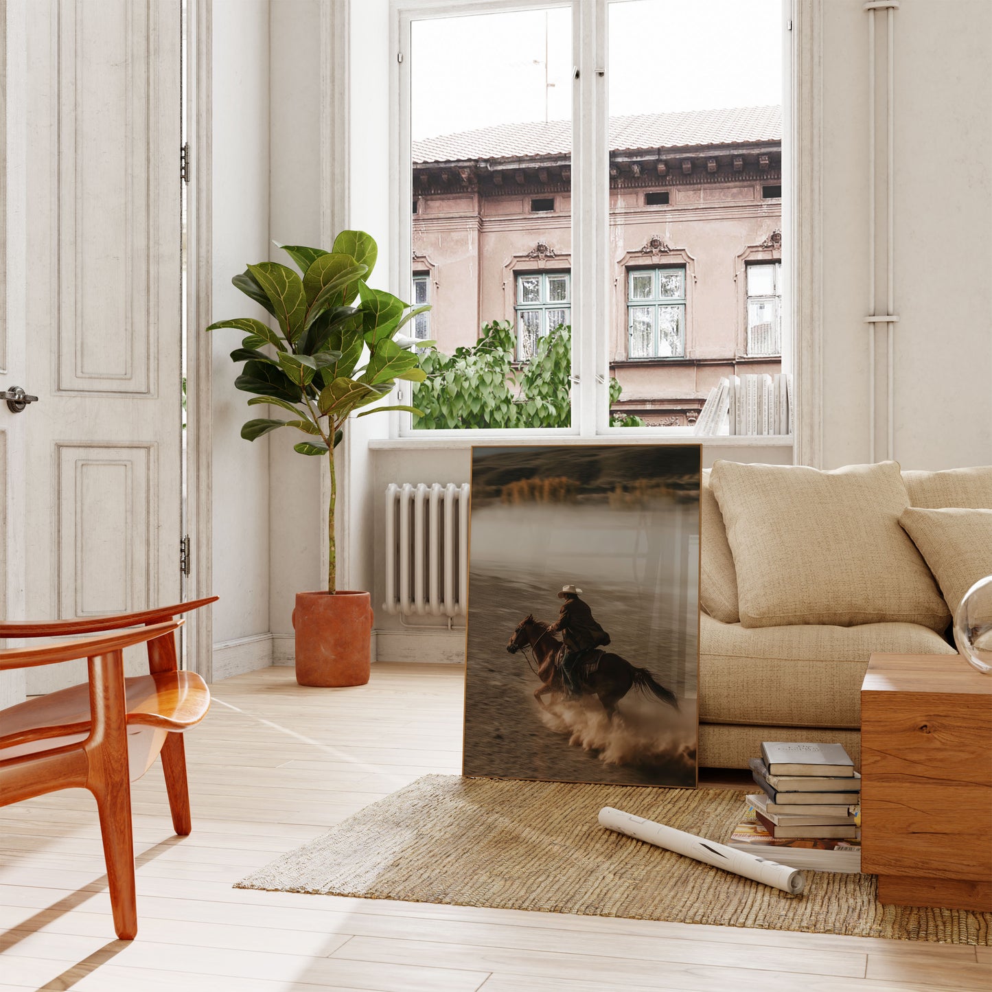 Manifesto Cowboy al Galoppo nella Polvere