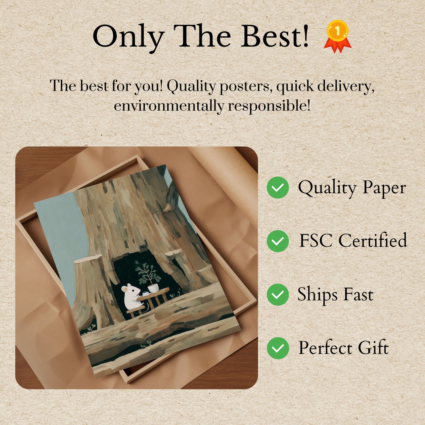 Mouse in Hollow Tree Poster