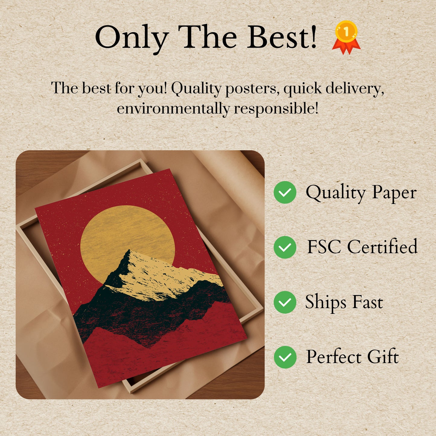 Mountain Peak Golden Sunrise Poster